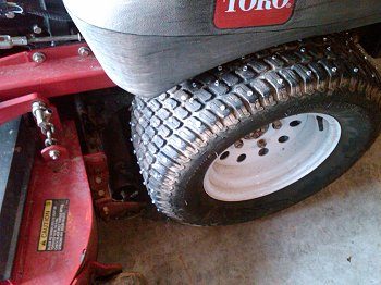 self studded tires on zero turn mower